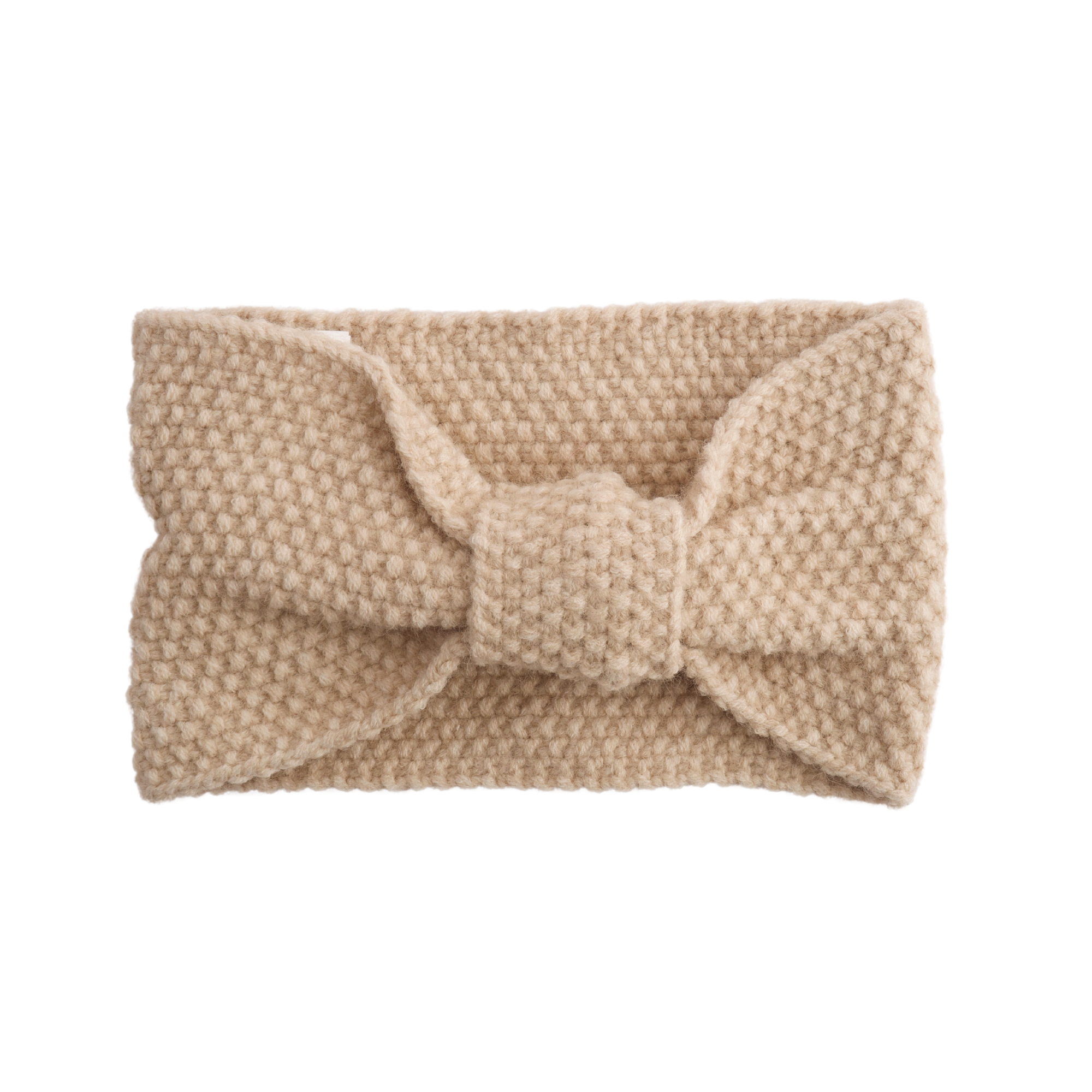 Knitted Bow Headband - Latte